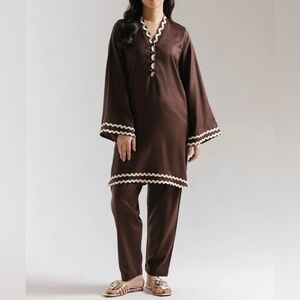 Ethnic Wear Brown Embroidered suit
